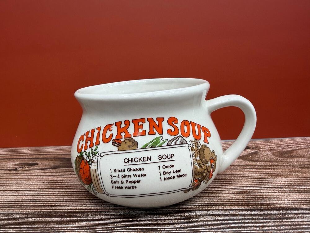 Vintage Chicken Soup Recipe Mug Bowl Cup Made in Japan Ceramic Retro Kitchen